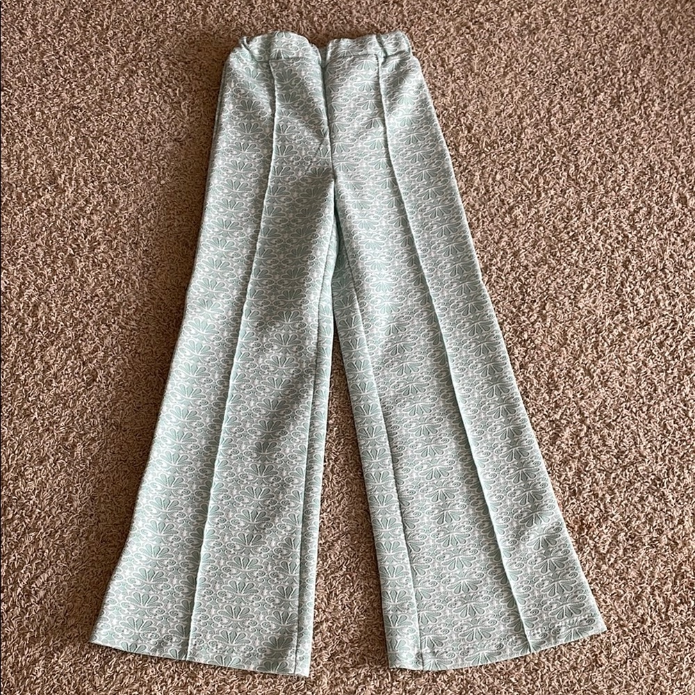 Vintage Green Wide Leg Knit Pants